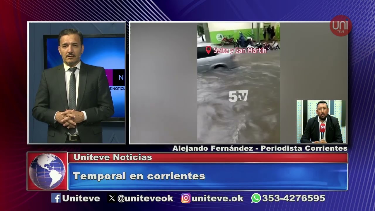Uniteve Noticias | Fuerte temporal en Corrientes: intensas lluvias e inundaciones afectan a la provincia